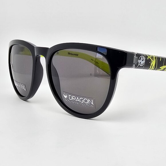 Dragon The Alliance KAJ LL 001 Black Yellow Splatter Frame Grey Lens Sunglasses